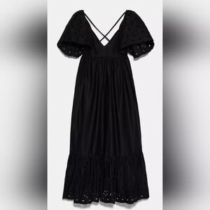 Eyelet Flutter Sleeve Maxi Dress by Zara